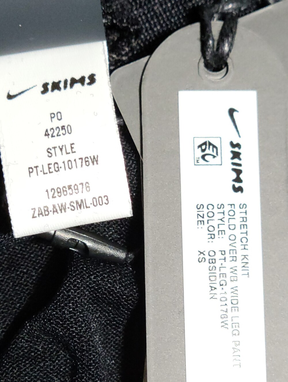Nike SKIMS Stretch Knit Fold Over Wide Leg Pants Black Obsidian XS NEW - Picture 5 of 6
